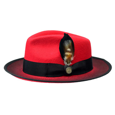 Bruno Capelo New Yorker Wool Felt Fedora Hat in Red / Black