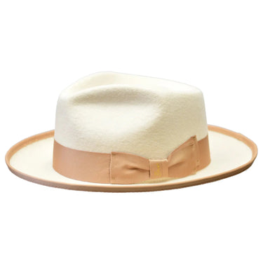 Bruno Capelo Night Hawk Wool Teardrop Crown Fedora in Bone / Camel