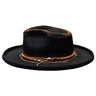Bruno Capelo Orleans Distressed Wide Brim Wool Fedora in Black / Brown