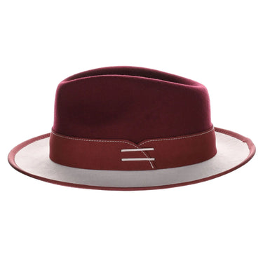 Bruno Capelo Outcast 2-Tone Wool Fedora in Burgundy / Silver Grey