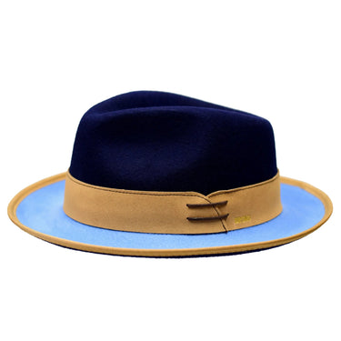 Bruno Capelo Outcast 2-Tone Wool Fedora in Navy / Camel