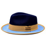 Bruno Capelo Outcast 2-Tone Wool Fedora in Navy / Camel #color_ Navy / Camel
