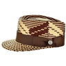 Bruno Capelo Patterned Legionnaire Straw Dress Cap in Natural / Brown #color_ Natural / Brown