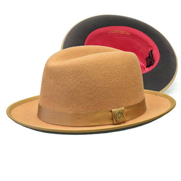 Bruno Capelo Princeton Color Bottom Center Dent Wool Fedora in Acorn / Brown