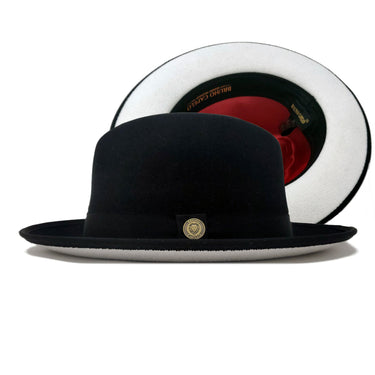 Bruno Capelo Princeton White Bottom Center Dent Wool Fedora in Black / White
