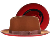Bruno Capelo Princeton Wool Red Bottom Hat in Cognac / Red