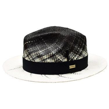 Bruno Capelo Rafi Hand-Dyed Straw Fedora in Black / White
