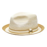 Bruno Capelo Retro 2-Tone Straw Fedora Hat Snap Brim in Ivory Cognac