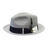 Bruno Capelo Ricardo 2-Tone Straw Fedora Hat Snap Brim in Black / White