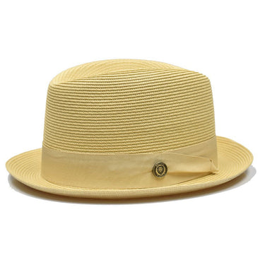Bruno Capelo Romeo Center Dent Straw Fedora in Natural