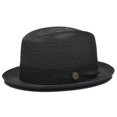 Bruno Capelo Romeo Center Dent Straw Fedora in Black