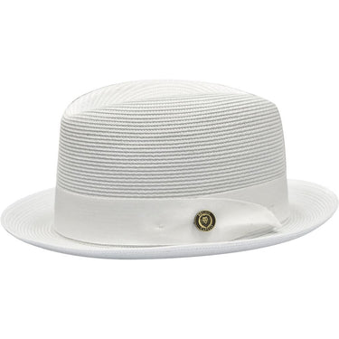 Bruno Capelo Romeo Center Dent Straw Fedora in White