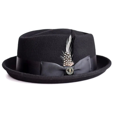 Bruno Capelo Fifth Avenue Diamond Crown Wool Felt Fedora Hat in Black #color_ Black