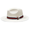 Bruno Capelo Valentino Wide Brim Pinch Front Straw Fedora in White / Red / Green