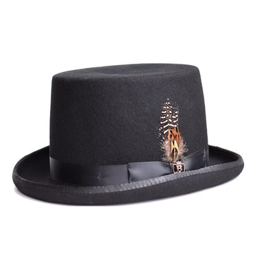 Bruno Capelo Wool Felt Top Hat Mid-Crown Height in Black