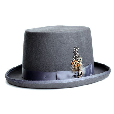 Bruno Capelo Wool Felt Top Hat Mid-Crown Height in Charcoal #color_ Charcoal