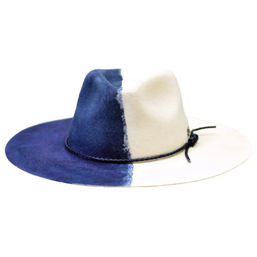 Bruno Capelo Yin Yang Flat Wide Brim Fedora Hat in #color_