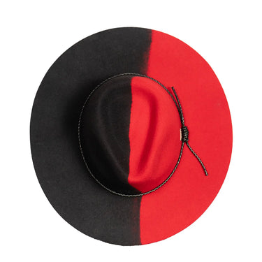 Bruno Capelo Yin Yang Flat Wide Brim Fedora Hat in #color_