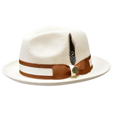 Bruno Capelo Zane Wool Fedora in Bone / Cognac