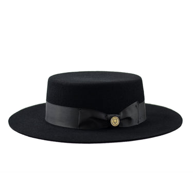 Bruno Capelo Zayden Wide Brim Wool Boater (Gaucho) in Black