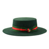 Bruno Capelo Zayden Wide Brim Wool Boater (Gaucho) in Dark Green / Green / Red #color_ Dark Green / Green / Red
