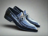 Carrucci Shoes Buckle Loafer Gator Embossed Leather