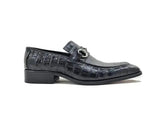 Carrucci Shoes Buckle Loafer Gator Embossed Leather