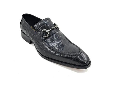 Carrucci Shoes Buckle Loafer Gator Embossed Leather