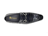 Carrucci Shoes Buckle Loafer Gator Embossed Leather