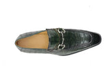 Carrucci Shoes Buckle Loafer Gator Embossed Leather