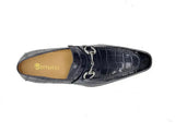 Carrucci Shoes Buckle Loafer Gator Embossed Leather
