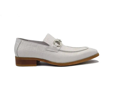 Carrucci Shoes Buckle Loafer Gator Embossed Leather