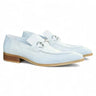 Carrucci Shoes Buckle Loafer Gator Embossed Leather in White