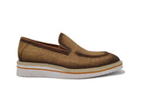 Carrucci Shoes Burnished Linen Slip-On Loafer in Brown