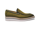 Carrucci Shoes Burnished Linen Slip-On Loafer in Lime