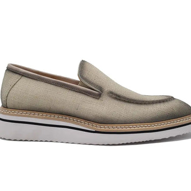 Carrucci Shoes Burnished Linen Slip-On Loafer in Bone