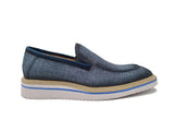 Carrucci Shoes Burnished Linen Slip-On Loafer in Denim