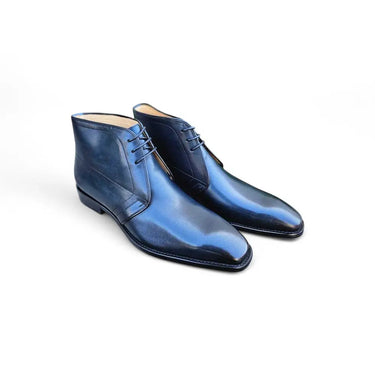 Burnished Calfskin Chukka Boot in Navy