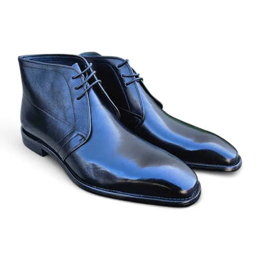 Burnished Calfskin Chukka Boot in Black
