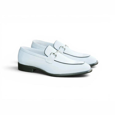 Carrucci Shoes Burnished Calfskin Horsebit Loafer in White