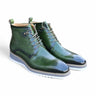Burnished Calfskin Lace-Up Boot in Green #color_ Green