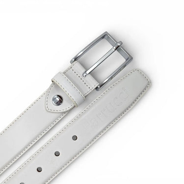 Burnished Calfskin Leather Belt in White Silver Buckle
