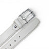Burnished Calfskin Leather Belt in White Silver Buckle