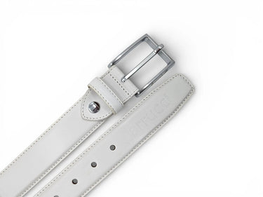 Burnished Calfskin Leather Belt in White Silver Buckle