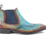 Burnished Calfskin Wingtip Boot in Brown Turquoise #color_ Brown Turquoise
