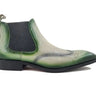 Burnished Calfskin Wingtip Boot in Green Bone #color_ Green Bone