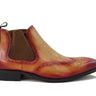 Burnished Calfskin Wingtip Boot in Burgundy Cognac #color_ Burgundy Cognac