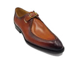 Carrucci Shoes Burnished Moc Toe Monk Strap Loafer