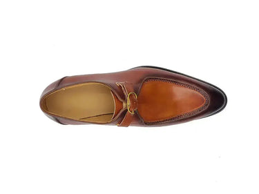 Carrucci Shoes Burnished Moc Toe Monk Strap Loafer