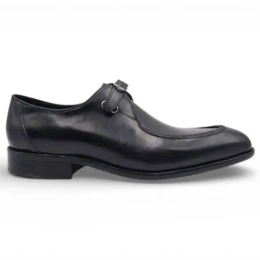 Carrucci Shoes Burnished Moc Toe Monk Strap Loafer in Black